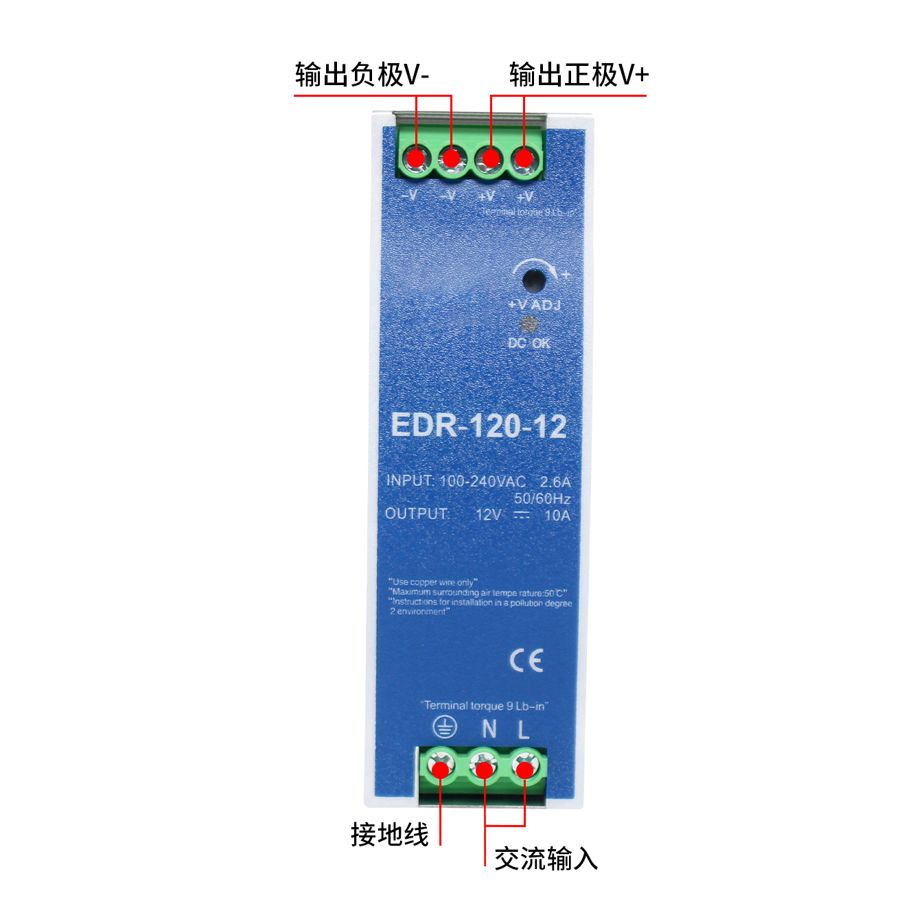 Metal Case Din Rail EDR-120W power supply - Image 3