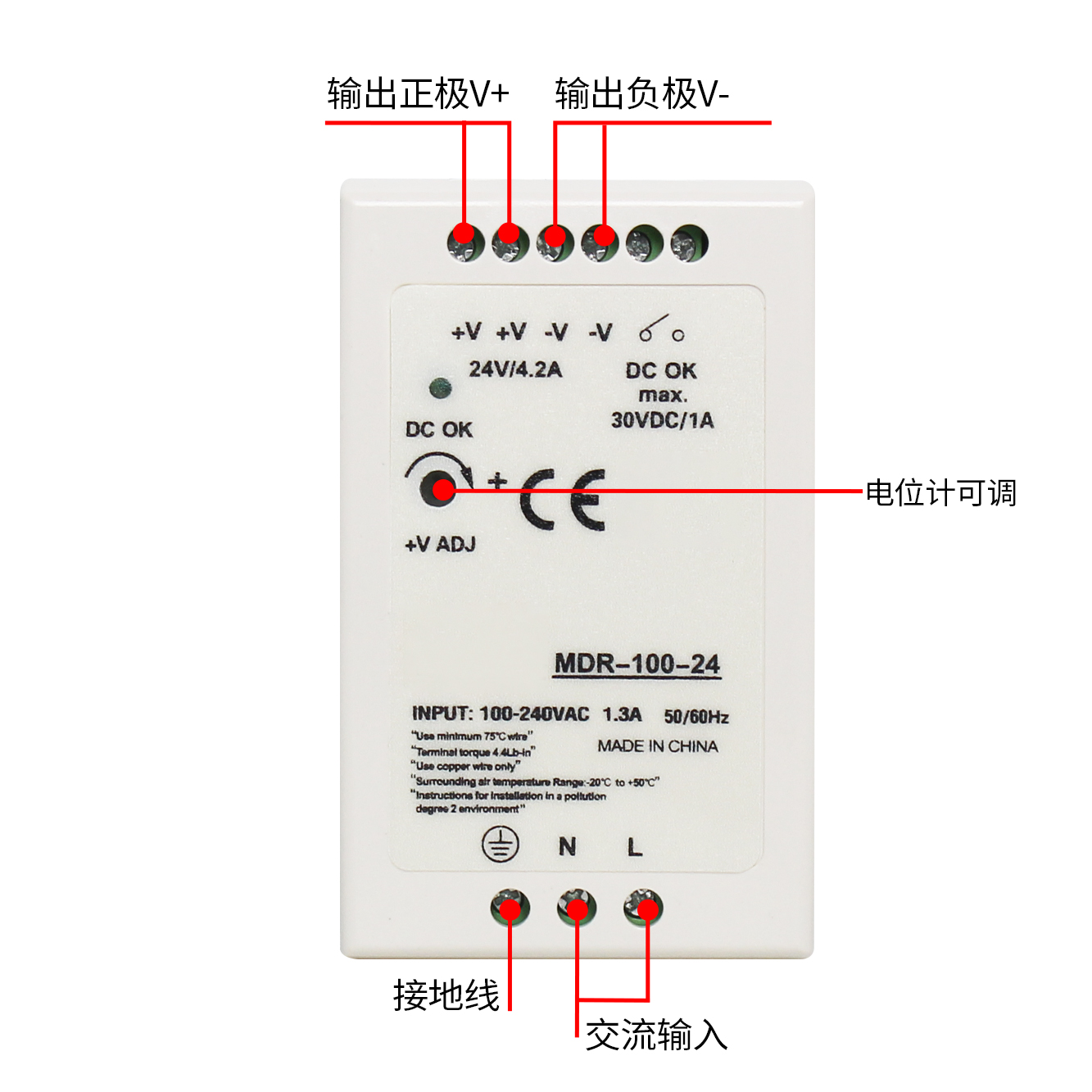 Plastic Case Din Rail MDR-100W power supply - Image 4