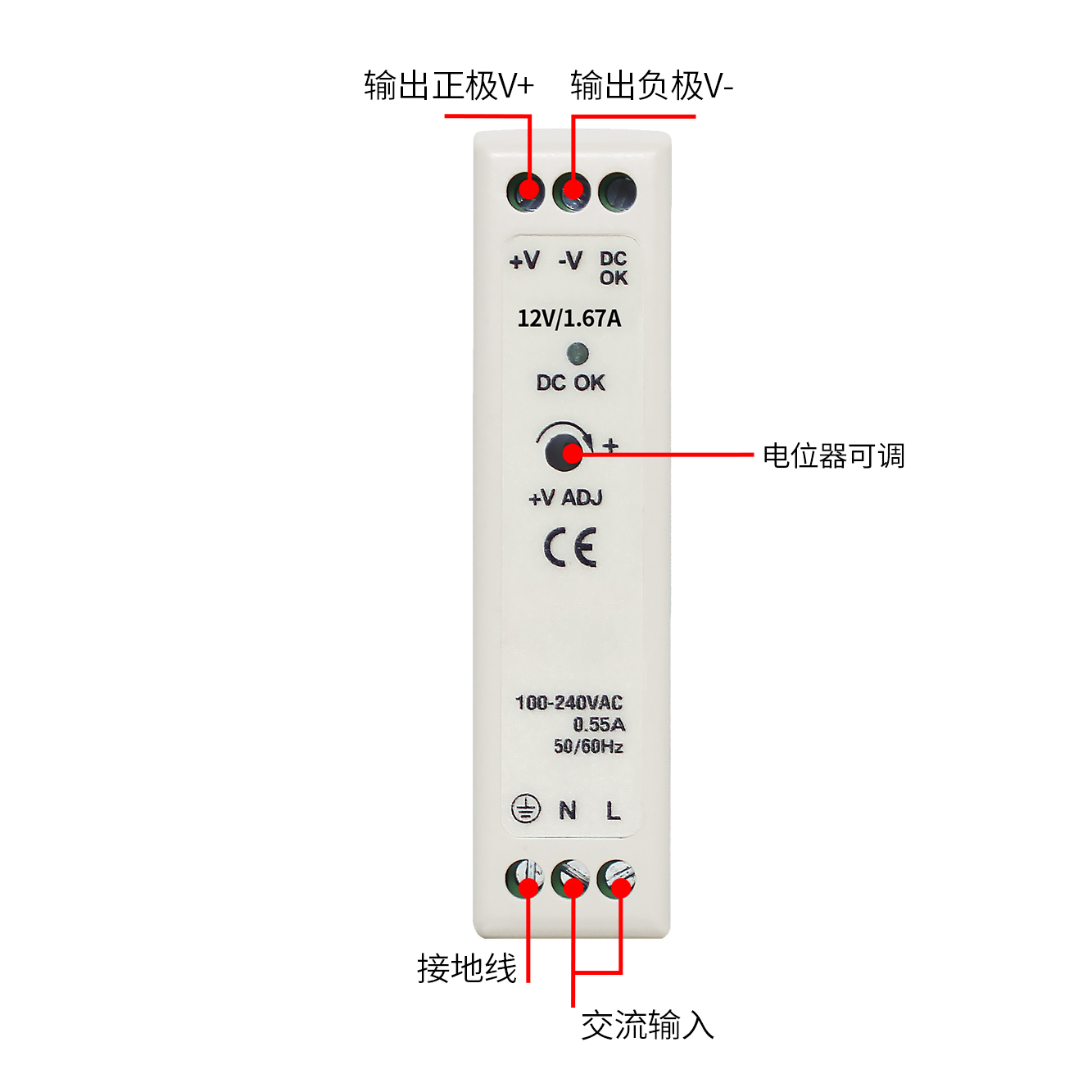 Plastic Case Din Rail MDR-20W power supply - Image 5